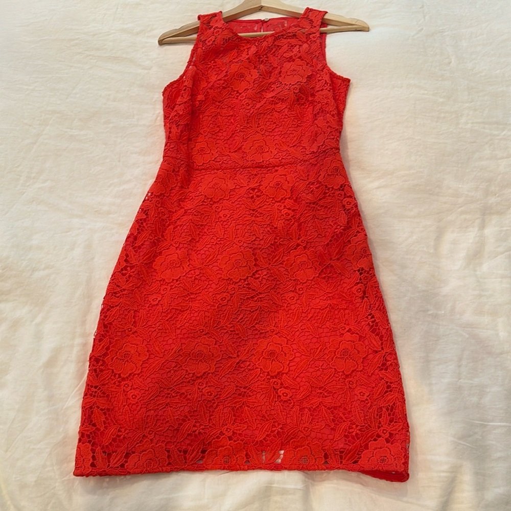 J Crew collection size 2 coral lace dress.
